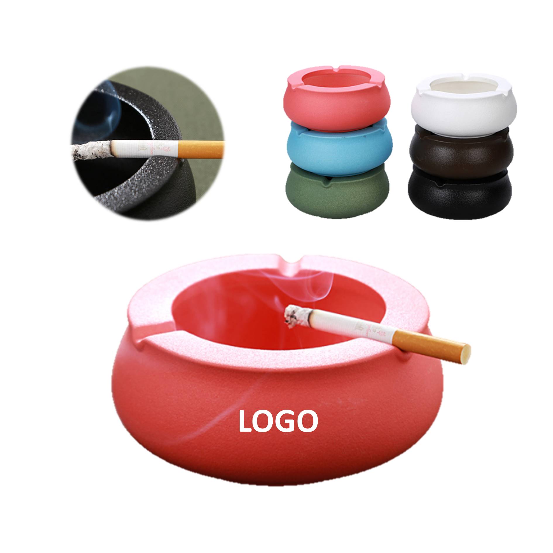 Creative Ceramic Round Cigarette Ashtray 1
