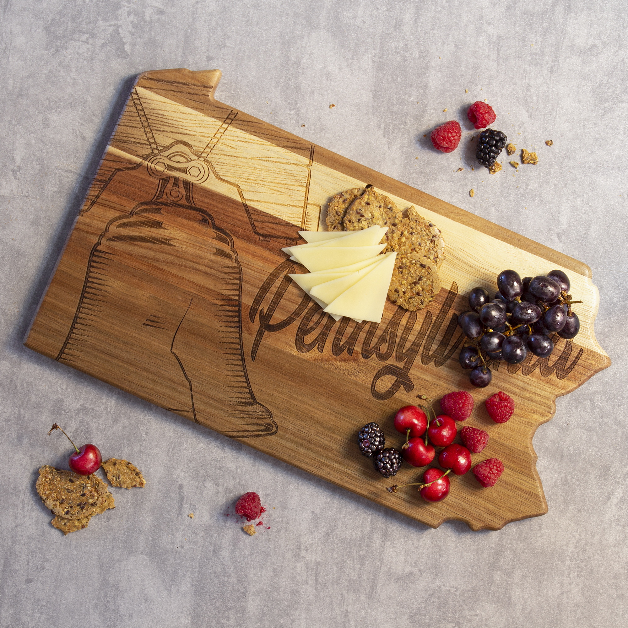 Rock & Branch® Origins Series Pennsylvania State Shaped Wood Serving and Cutting Board 4