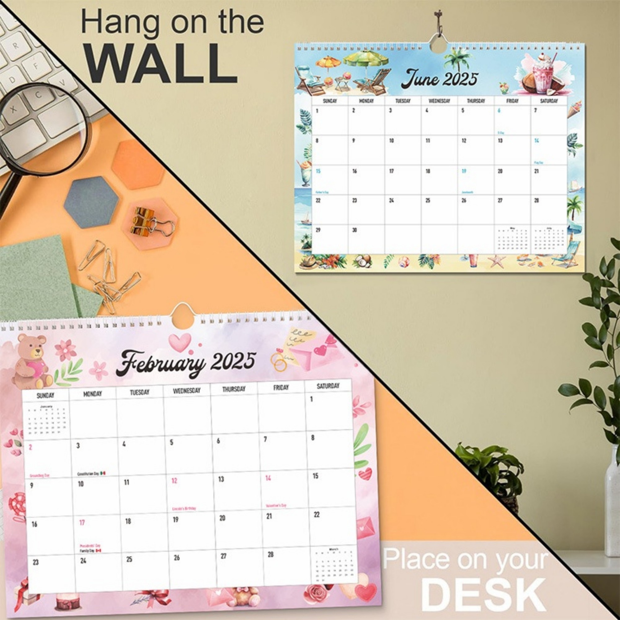 18 Months 14"*11" Wall Calendar From Jan 2025 To June 2026 5