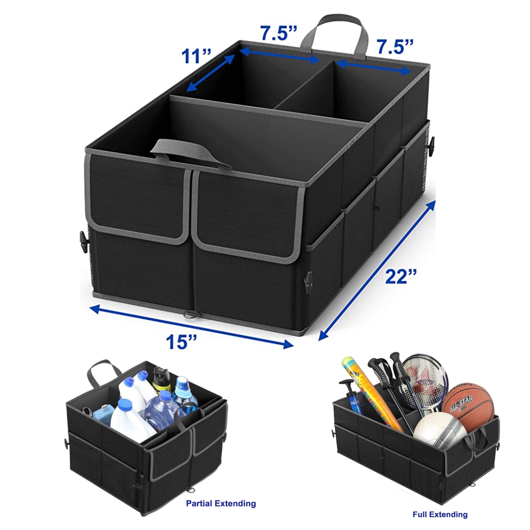3-Compartment Cargo Trunk Storage Organizer 2