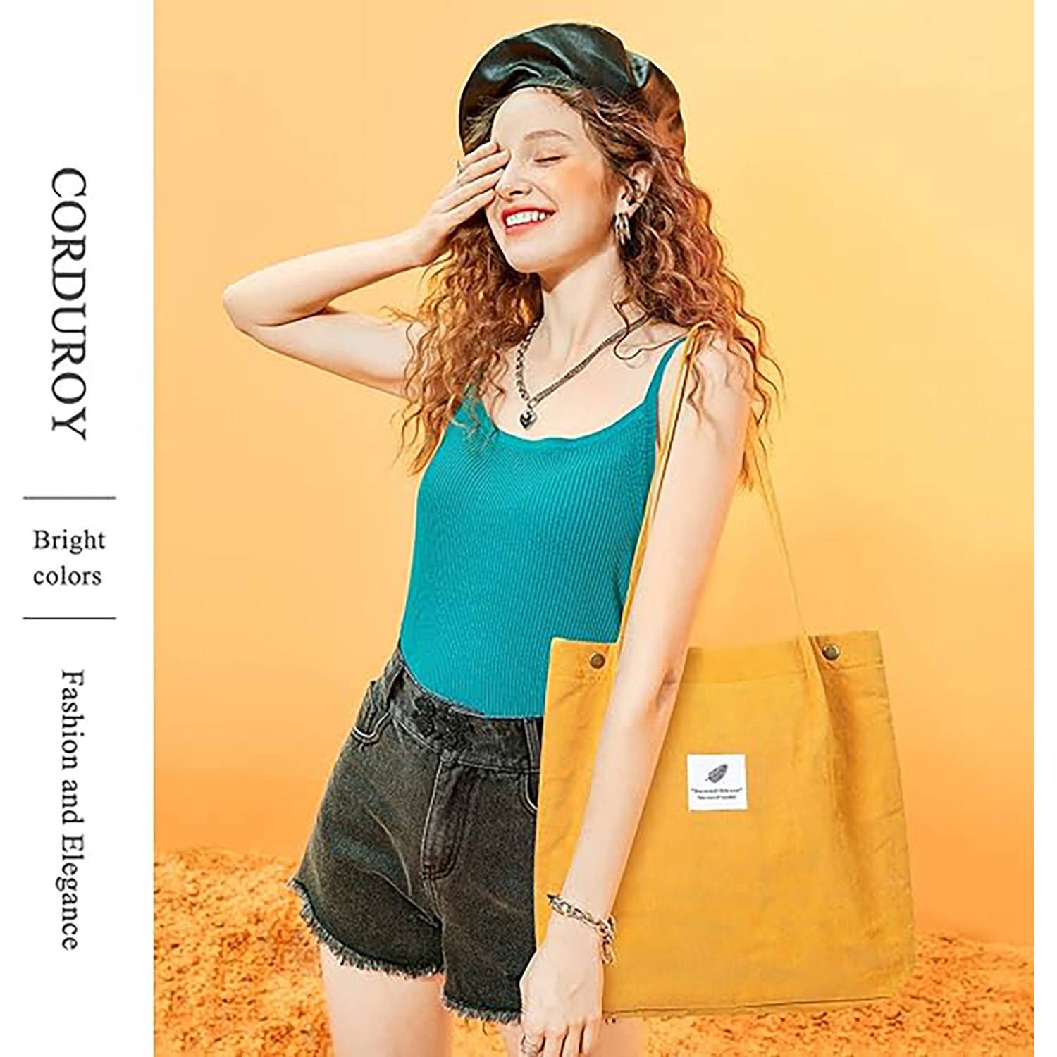 Stylish Corduroy Tote Bag, custom tote bag with logo imprint 10