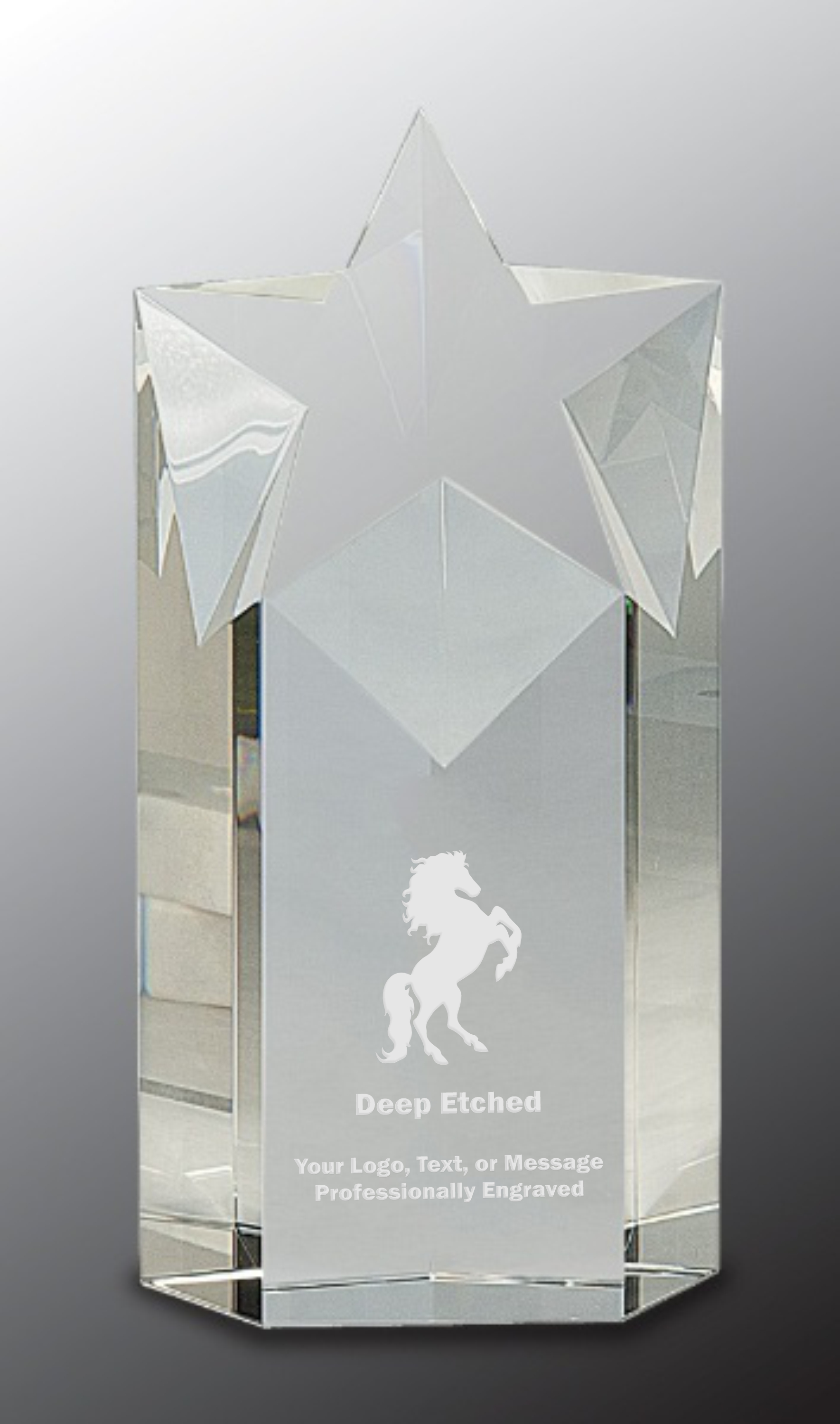8" Clear Crystal Star Column Award