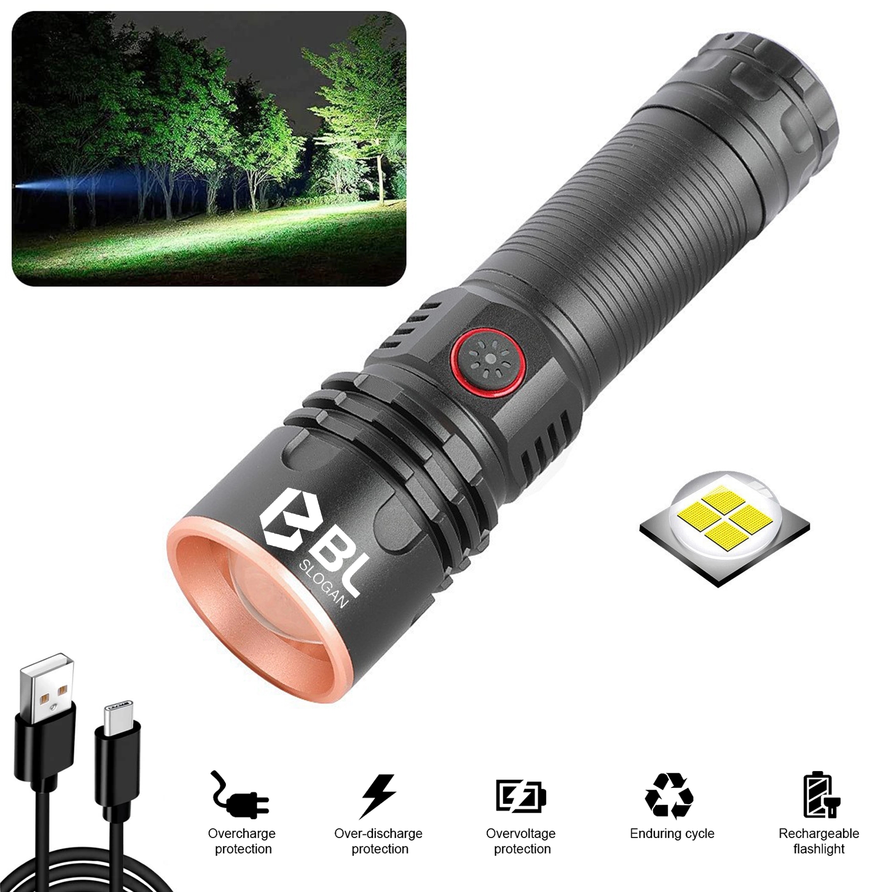 LED Flashlights High Lumens Rechargeable