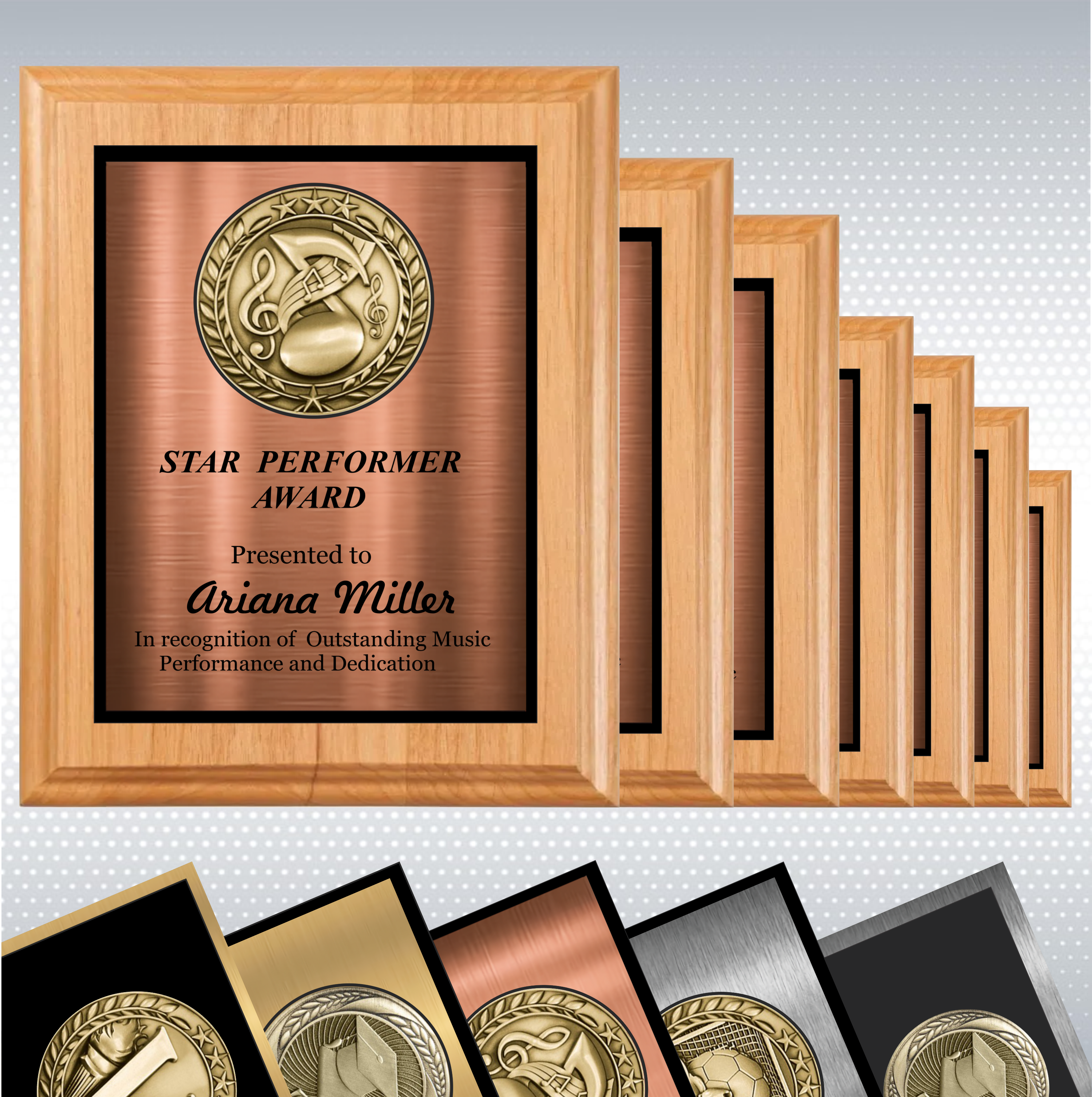 Solid Alder Wood Plaque w/Medallion Over Double Plate 10