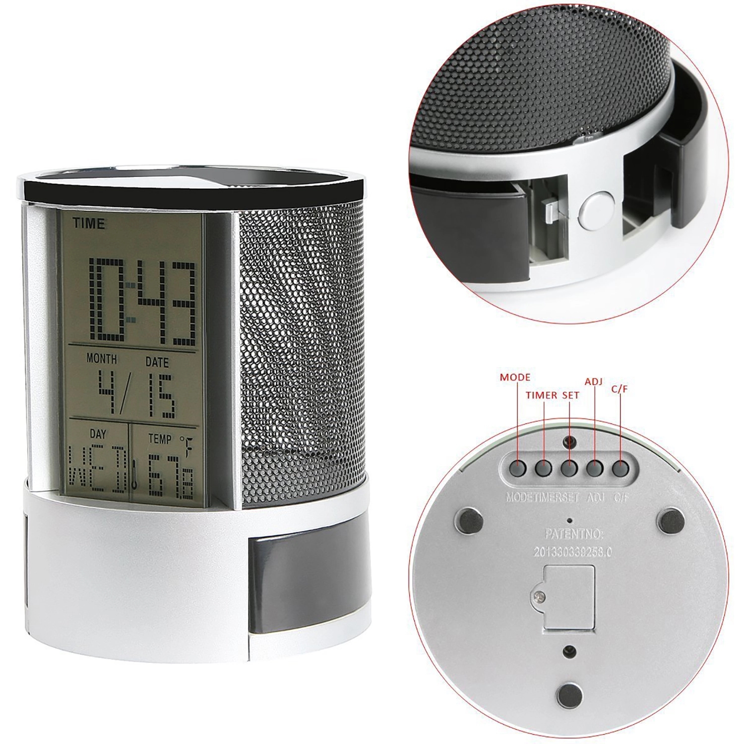 Multifunction Desk Clock with Pen Cup 4