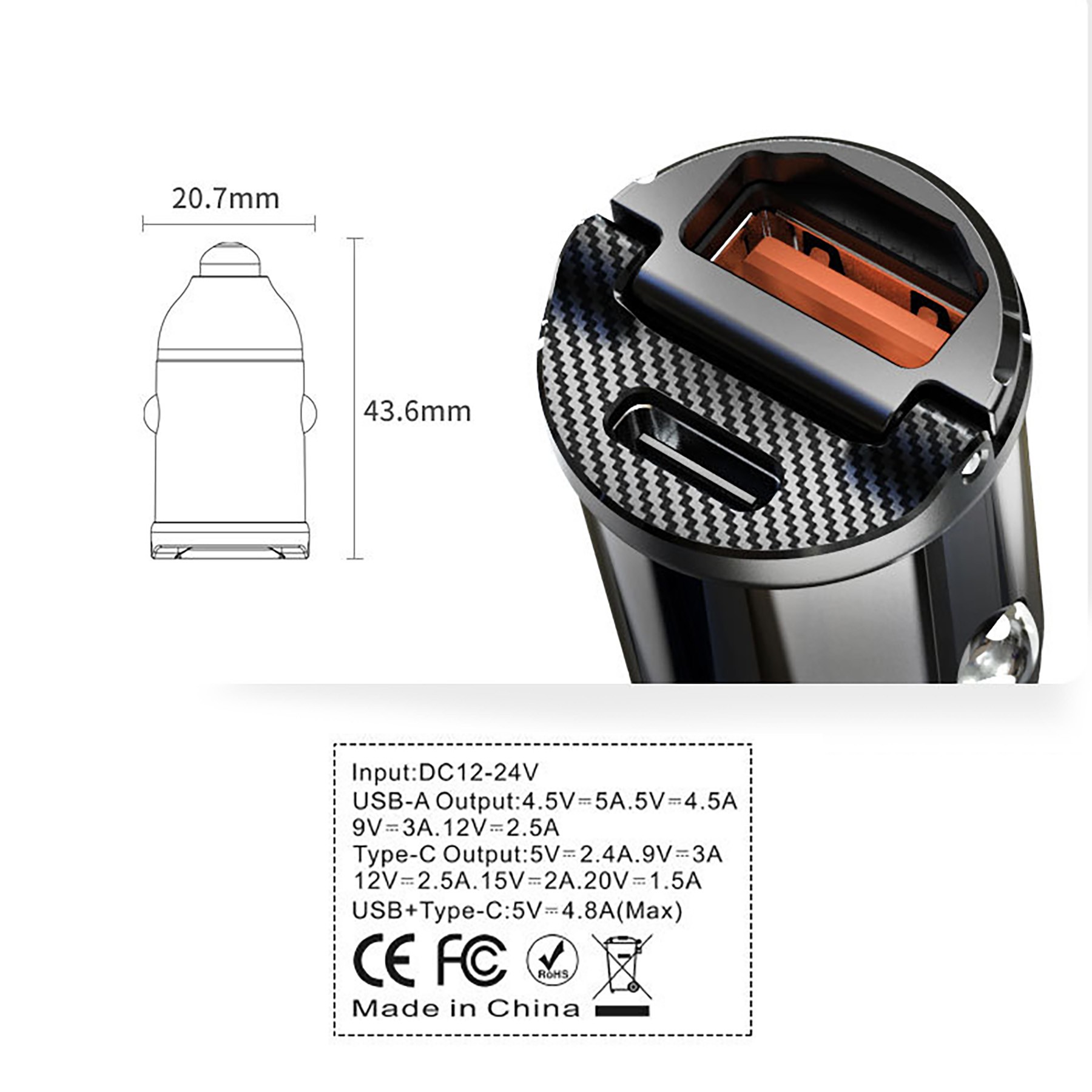 Mini 2 Port Car Charger 30W 6