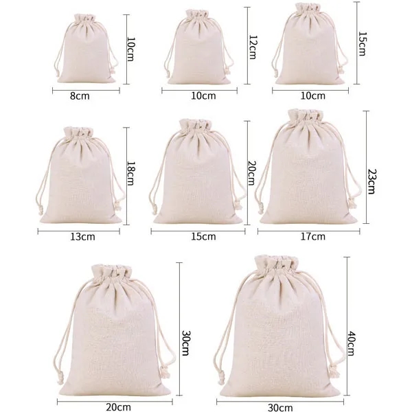 6" x 4" Natural Cotton Drawstring Pouch 3