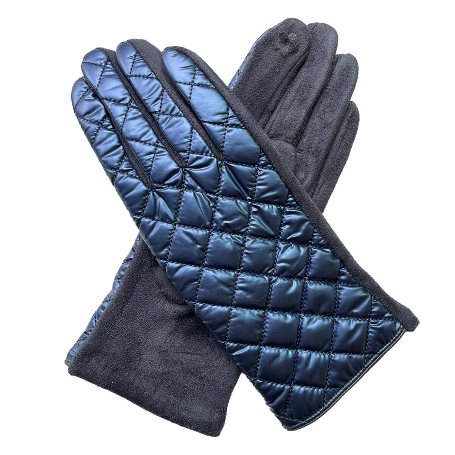 Women's Lightweight Black Quilted Gloves 6