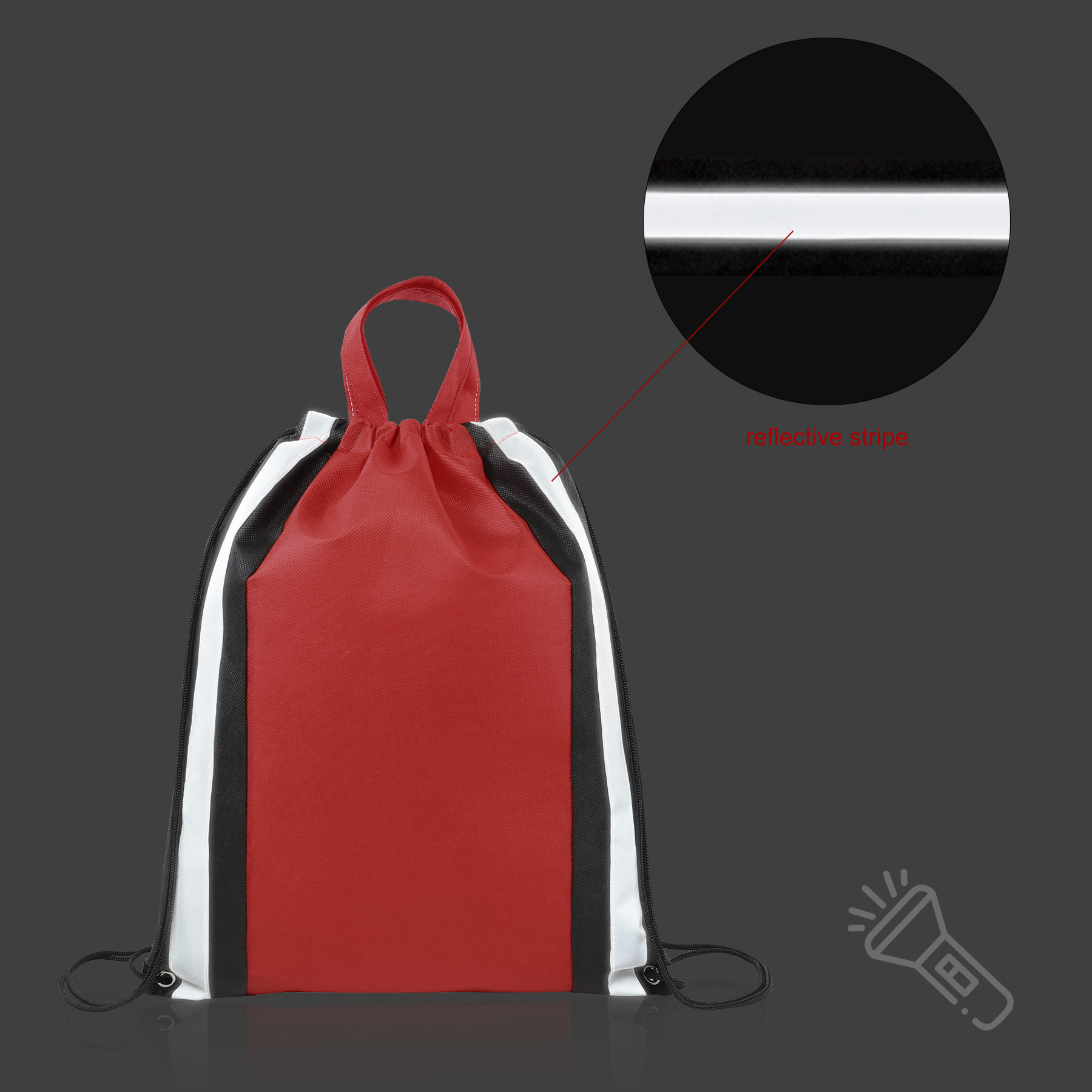 Small Reflective Non-Woven Drawstring Bag 9