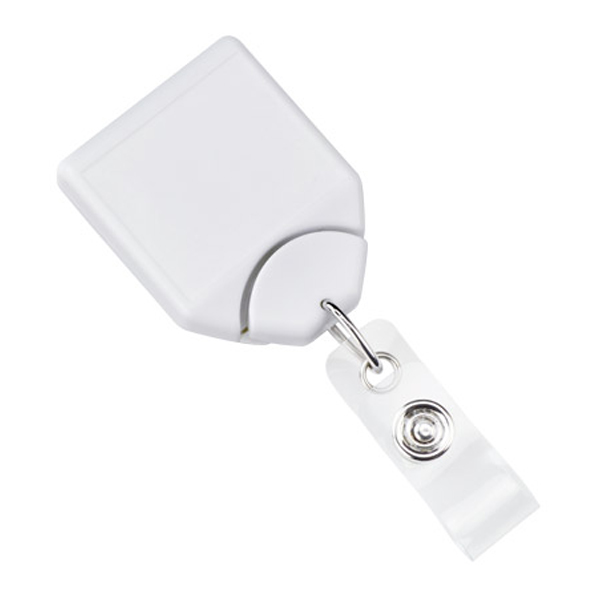 Custom Square Badge Reel w/ Swivel Clip w/ Teeth 1
