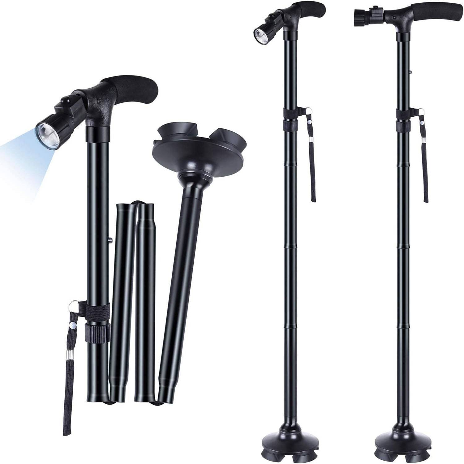 Adjustable Potrable Non-Slip LED Folding Walking Cane 2