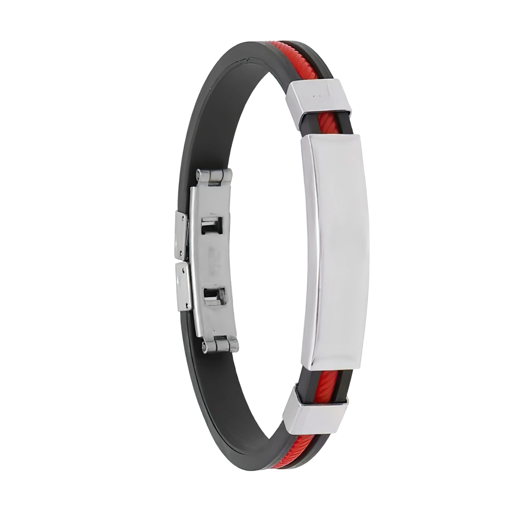 "8'' DIY Engraved Silicone Stainless Steel Bracelets " 3