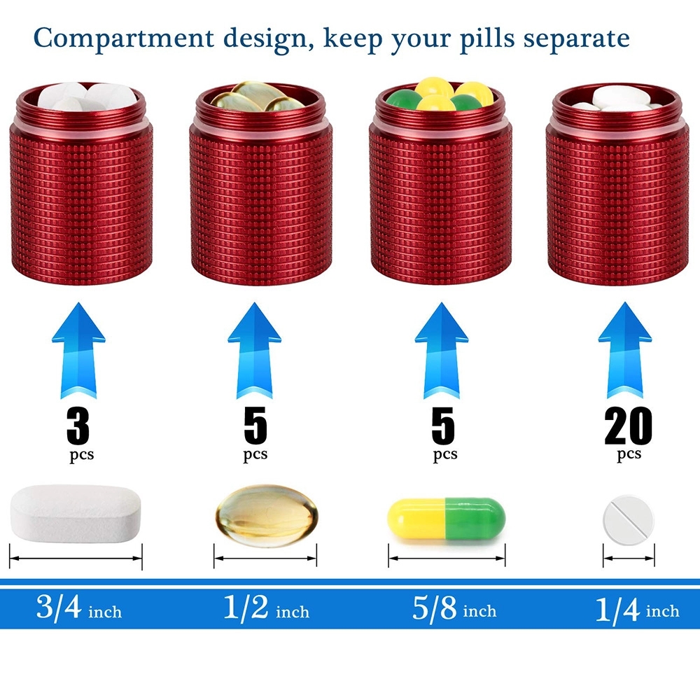 3 Compartments Aluminum Alloy Waterproof Pill Box Dispenser 5
