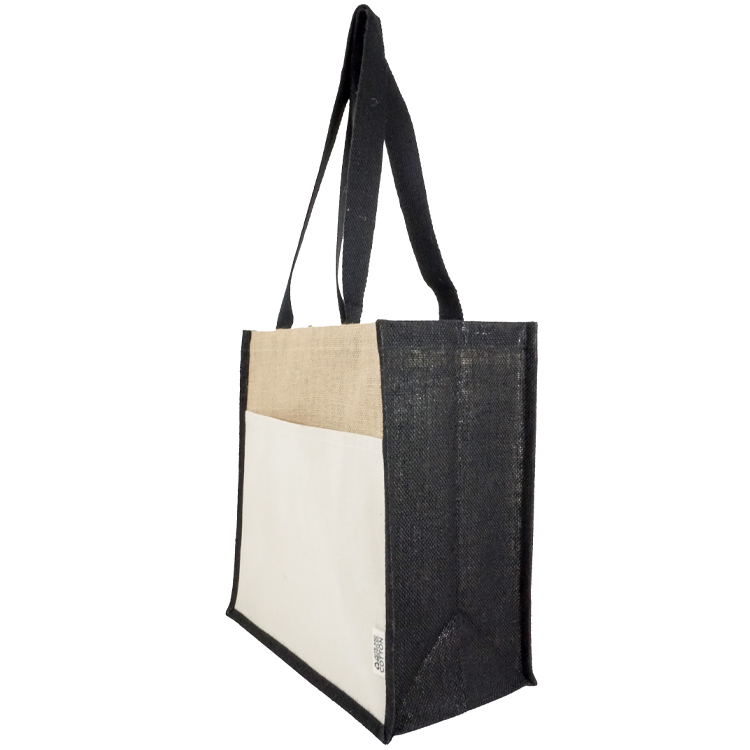 Miami Recycled Cotton Front Pocket Jute Tote, custom tote bag with logo imprint 4
