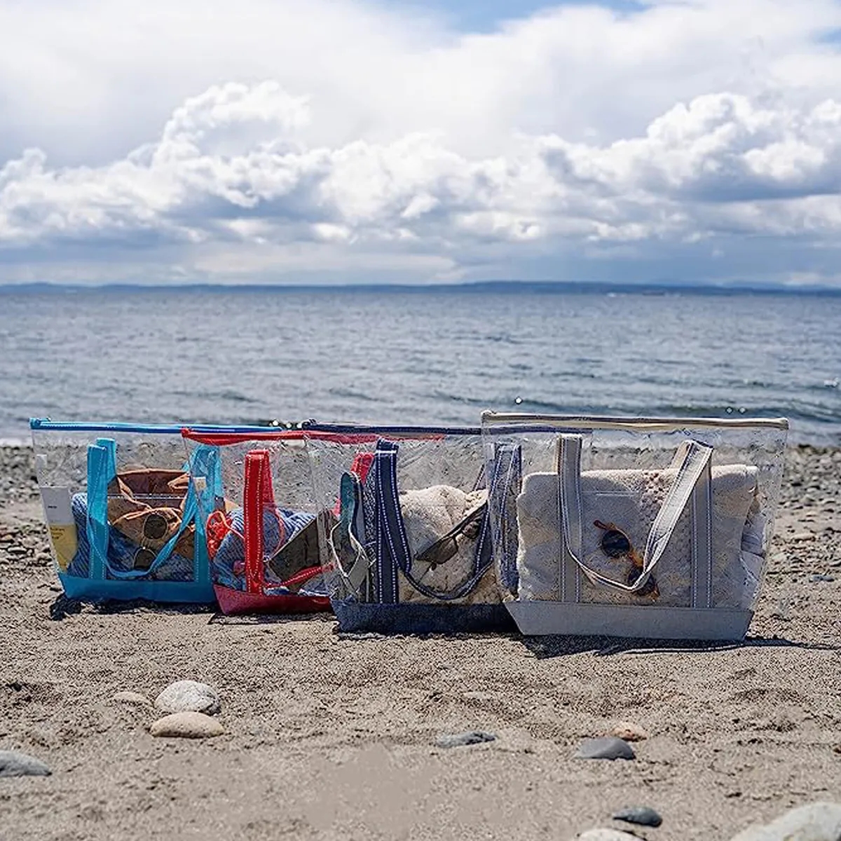 Custom Waterproof PVC Clear Beach Travel Zipper Tote Bag 3