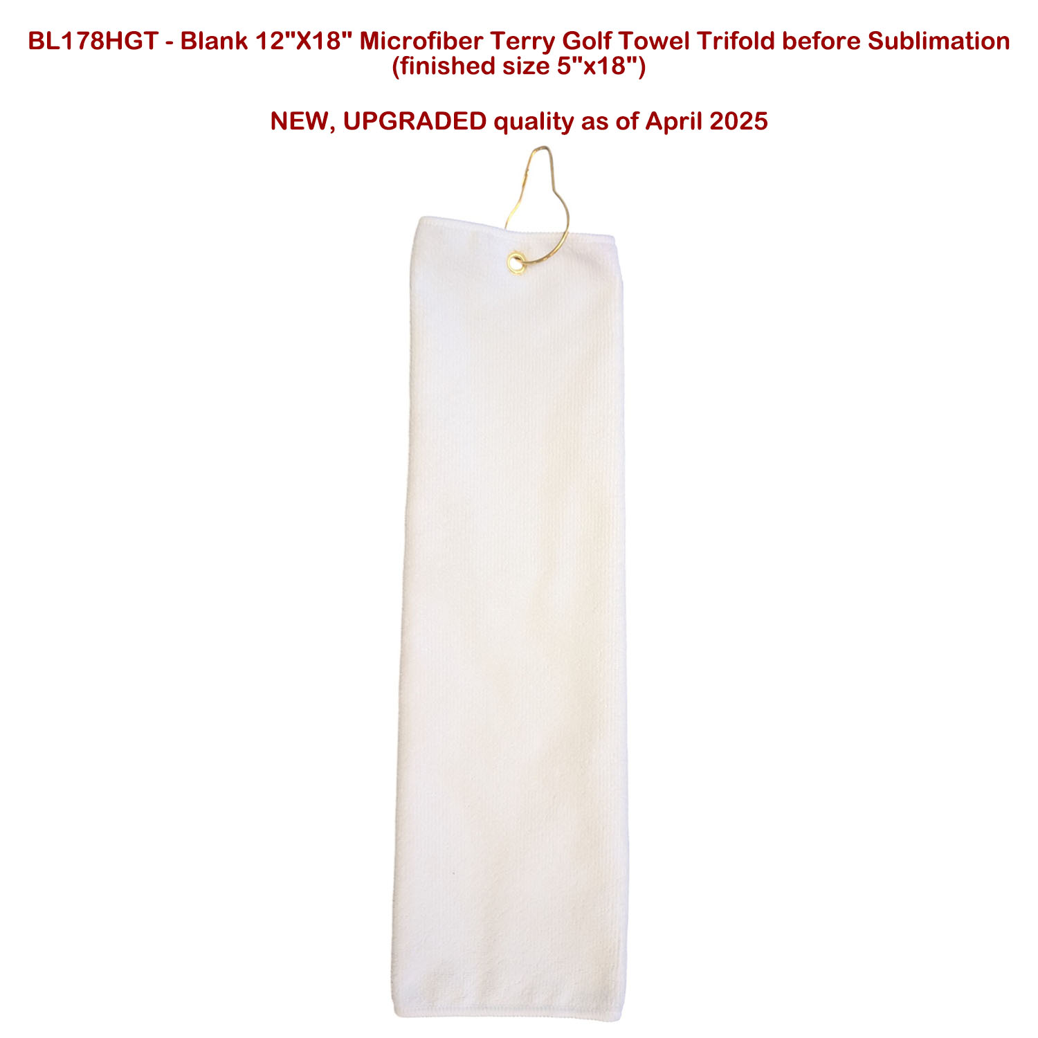 72Hr Fast Ship- Microfiber Dri-Lite Terry Golf Towel, 18" length, Trifold Grommet & Hook, Sublimated 4