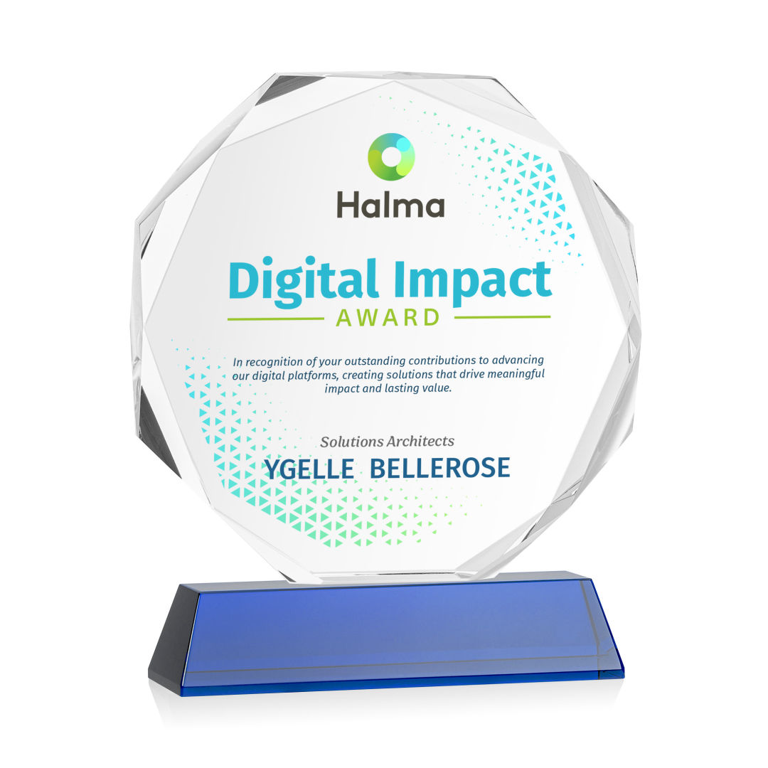 Acadian VividPrint™ Award on Newhaven Base - Blue