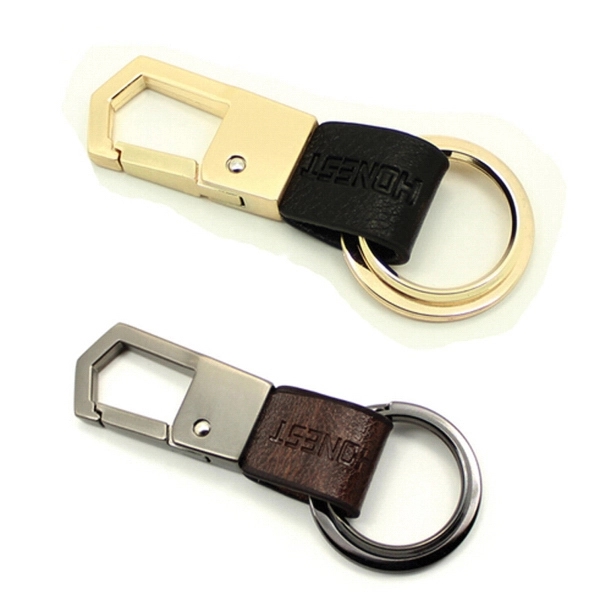 Custom Logo Genuine Cow Leather Keychains 1