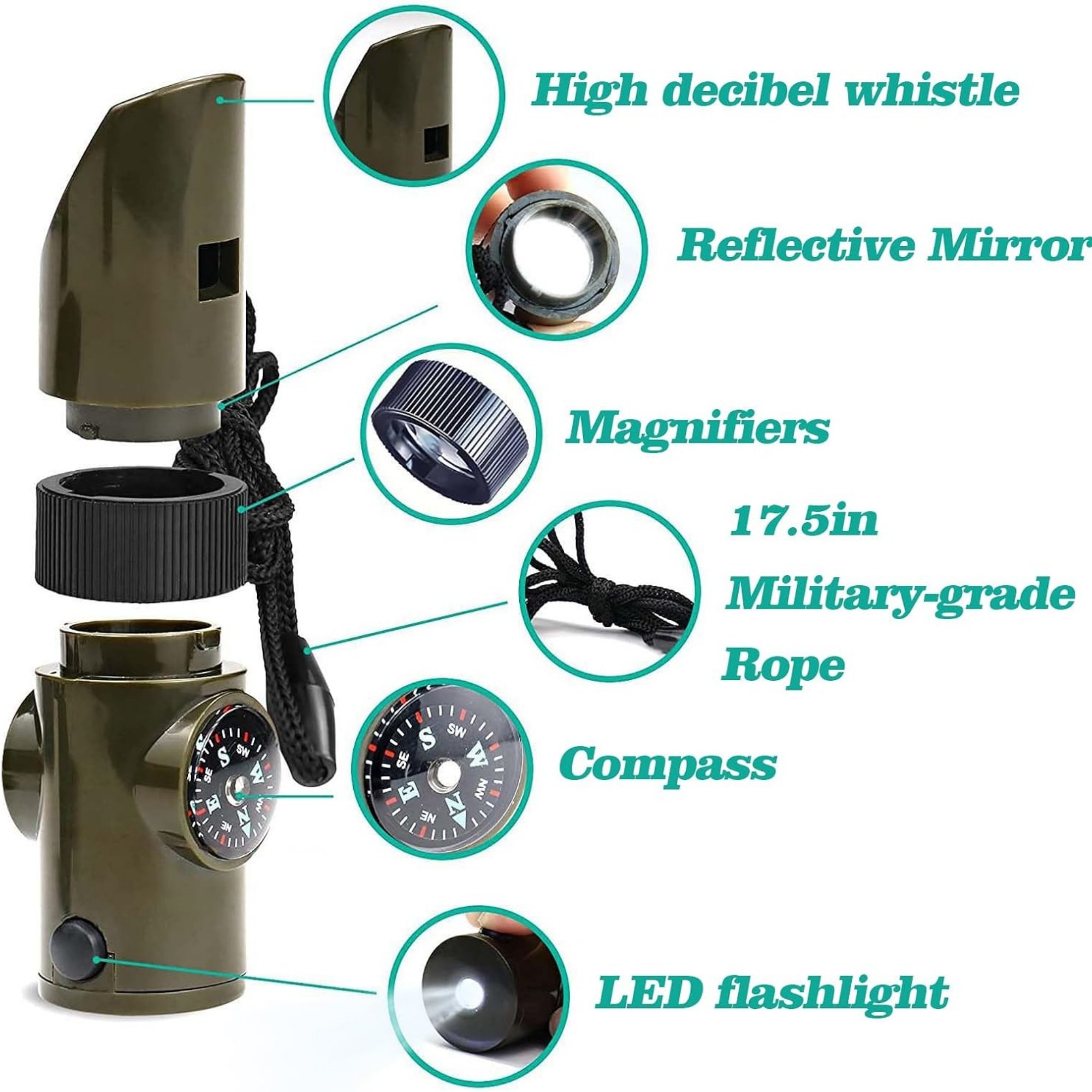 3-in-1 Emergency Whistles With Compass And Thermometer 4