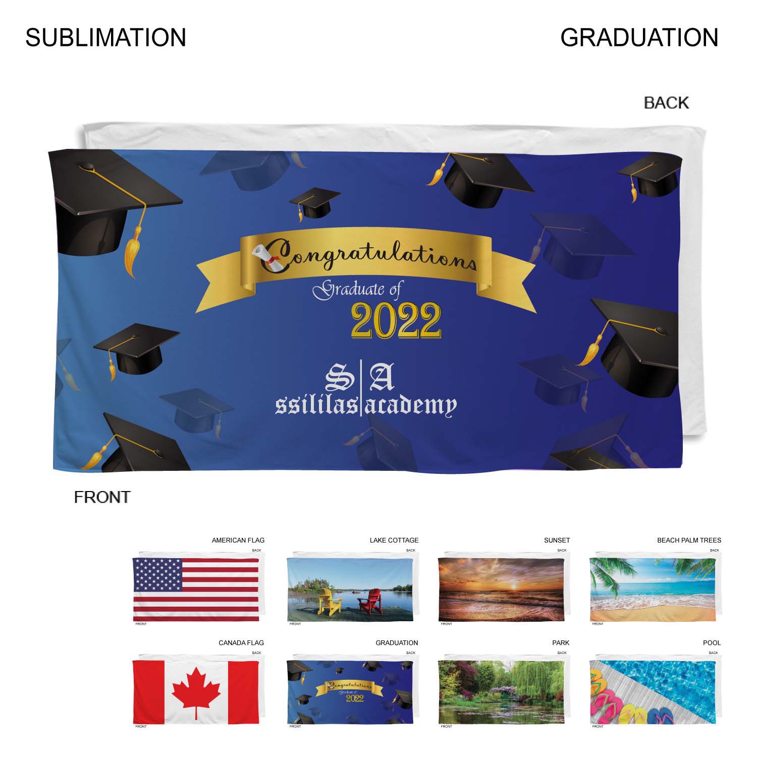 Stock Design Sublimated, Absorbent Microfiber Dri-Lite Terry Beach, Shower Towel, 30x60 16
