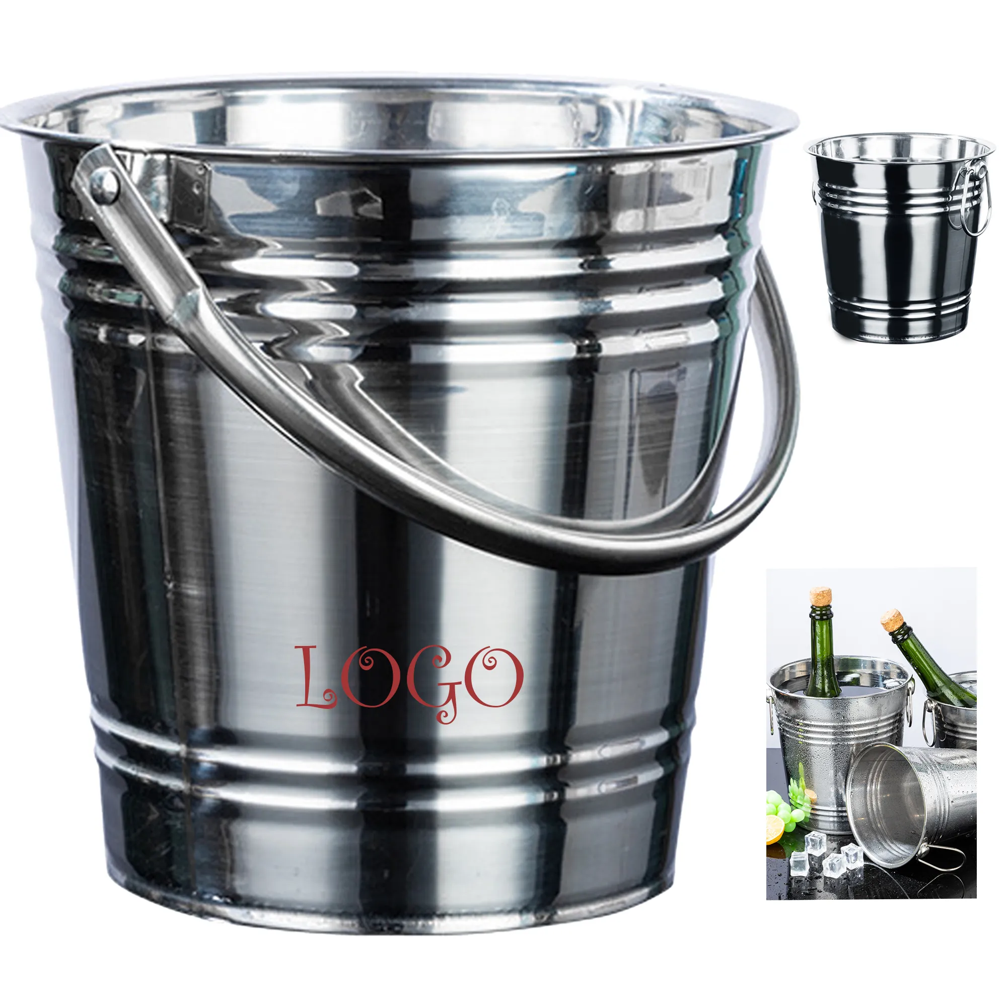 MOQ 20 Thick Stainless Steel Ice Bucket Party Bar Cooler 2
