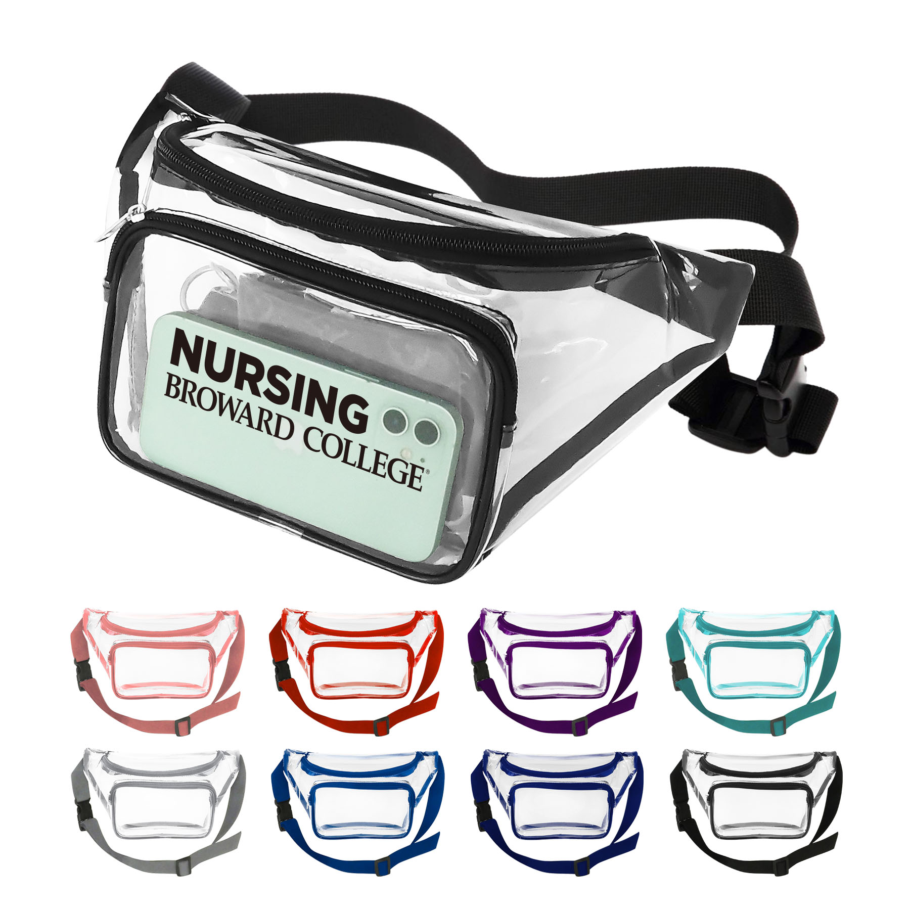 Clear Heavy Vinyl Fanny Pack w/ Two Zipper Pockets 6