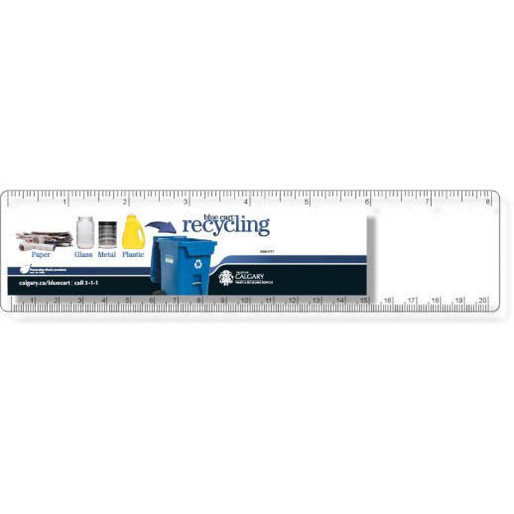 .060 Clear Plastic Rulers, InkJet Full Colour + white (2" x 8.25"), Round corners