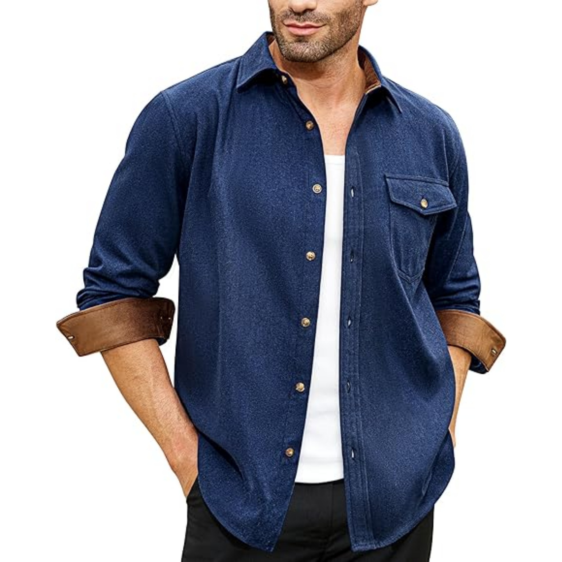 Man Long Sleeve Casual Jacket, custom dress shirt with logo imprint 7