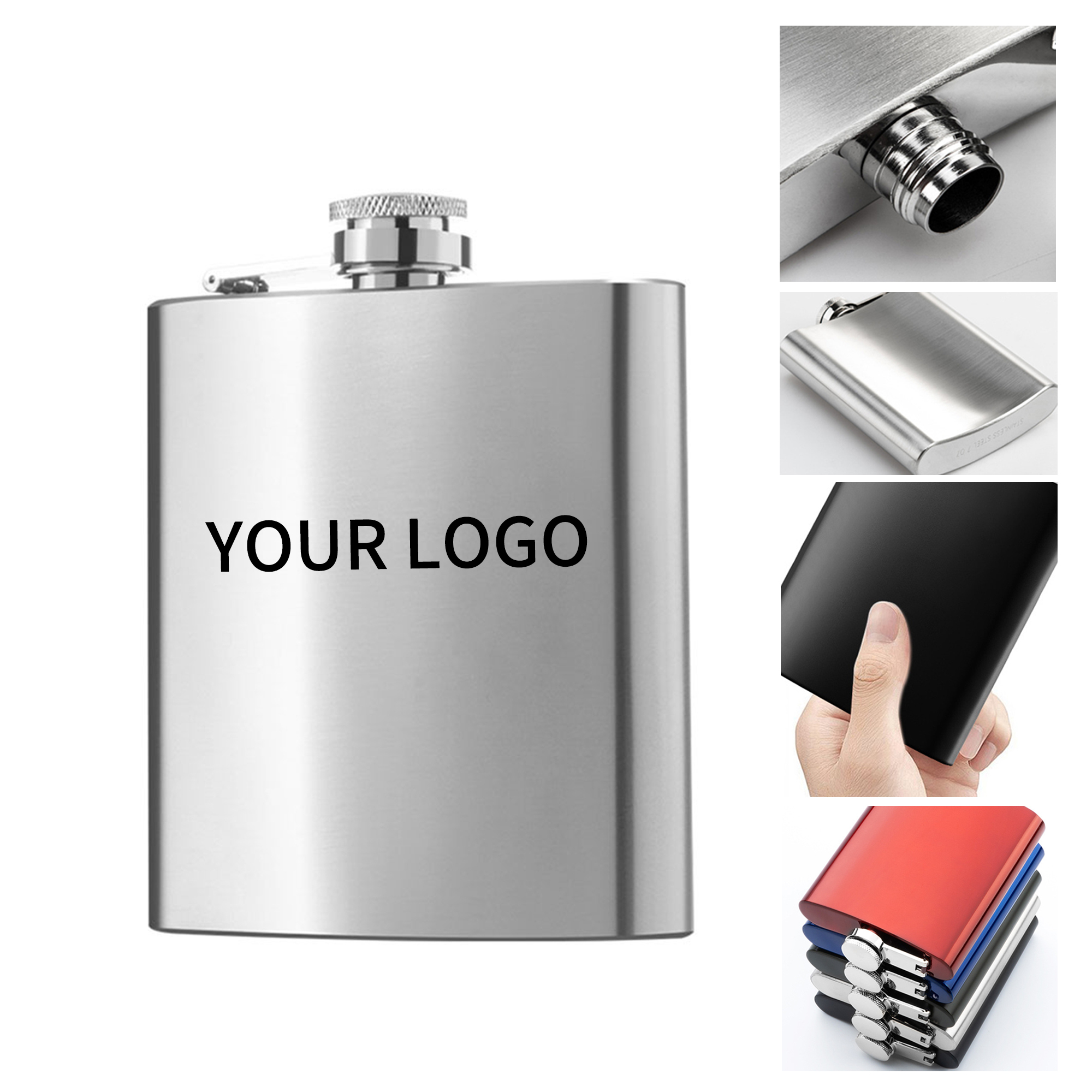 Stainless Steel Pocket Flask With Captive Top 6 Oz 9