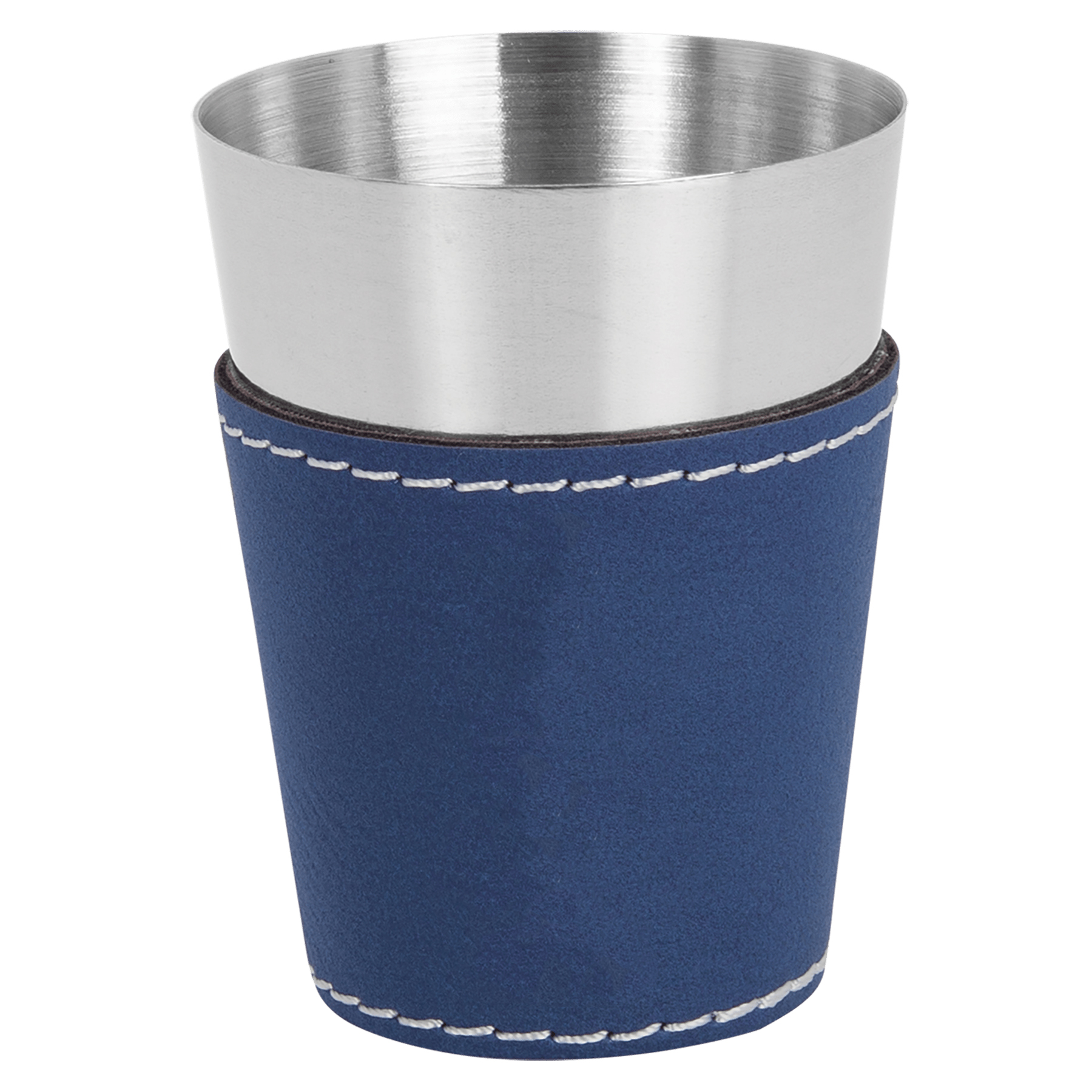 2oz. Blue/Silver Leatherette & Stainless Steel Shot Glass 3