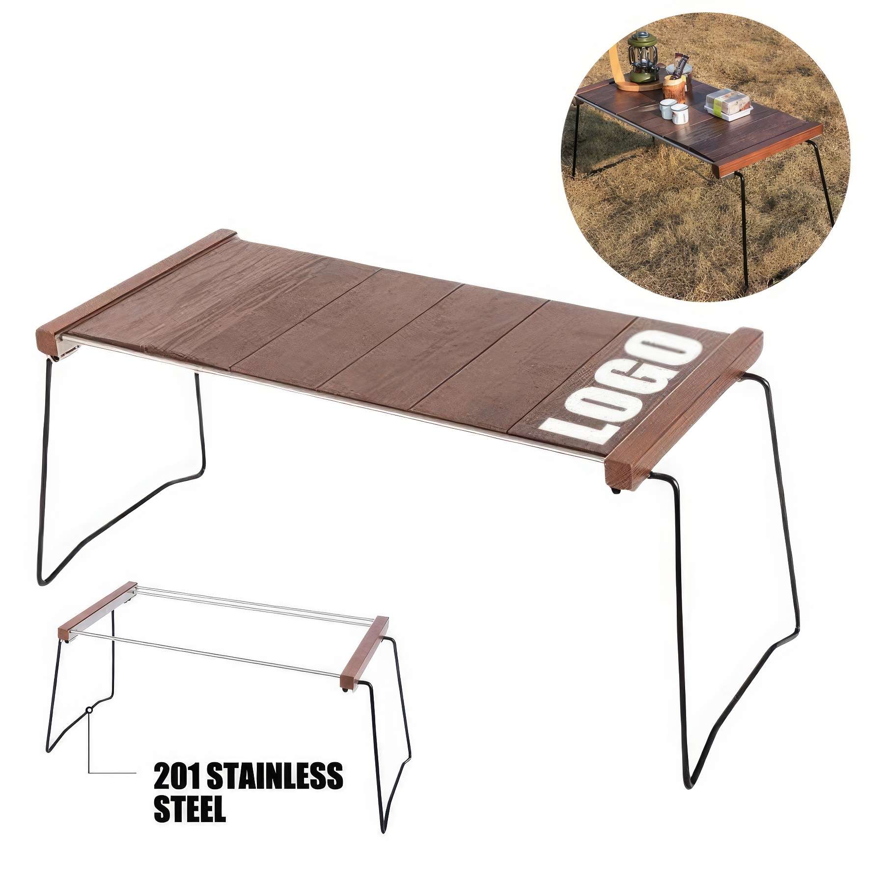 Foldable Oak Wood Outdoor Camping Beach Picnic Table 2