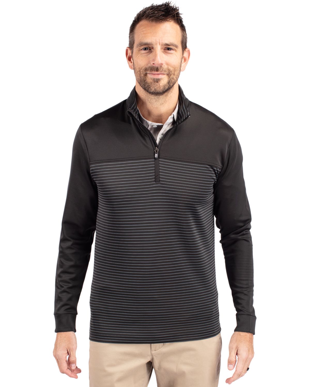 Traverse Stretch Eco Stripe Quarter Zip Mens Pullover