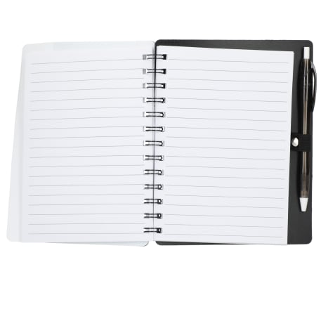 5" x 7" Recycled Dual Pocket Spiral Notebook w Pen 28