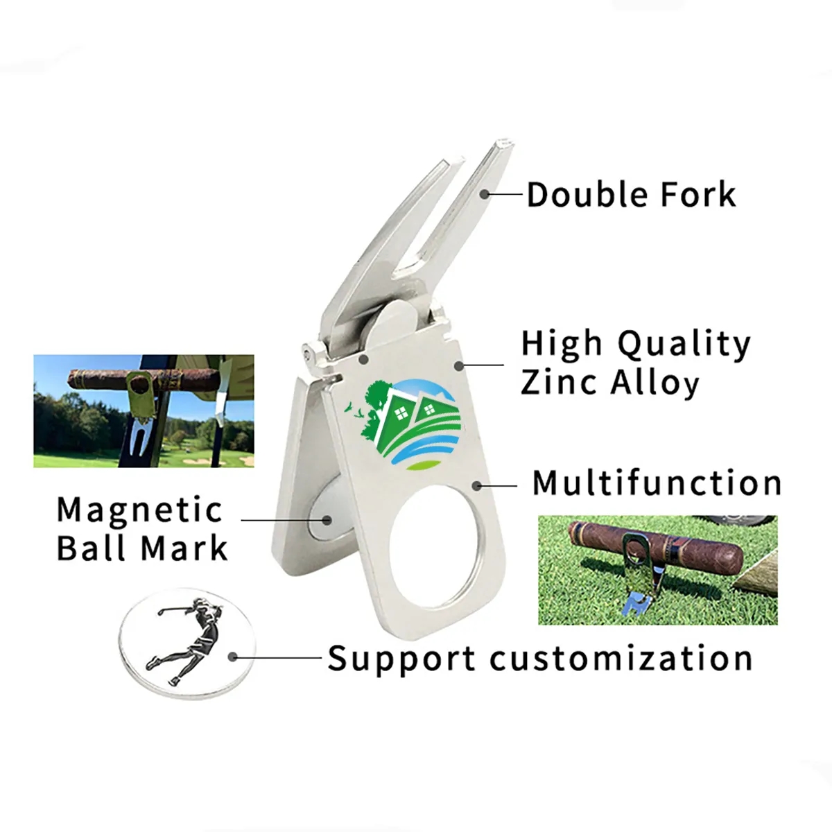 3 In 1 Golf Tool - Divot Fixer, Ball Marker And Cigar Holder 9