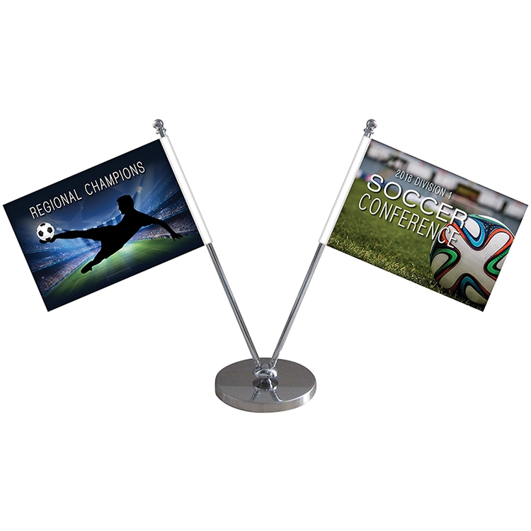 5.1-6.9" Metal Telescopic Flagpole with Two Single Reverse Flags 2