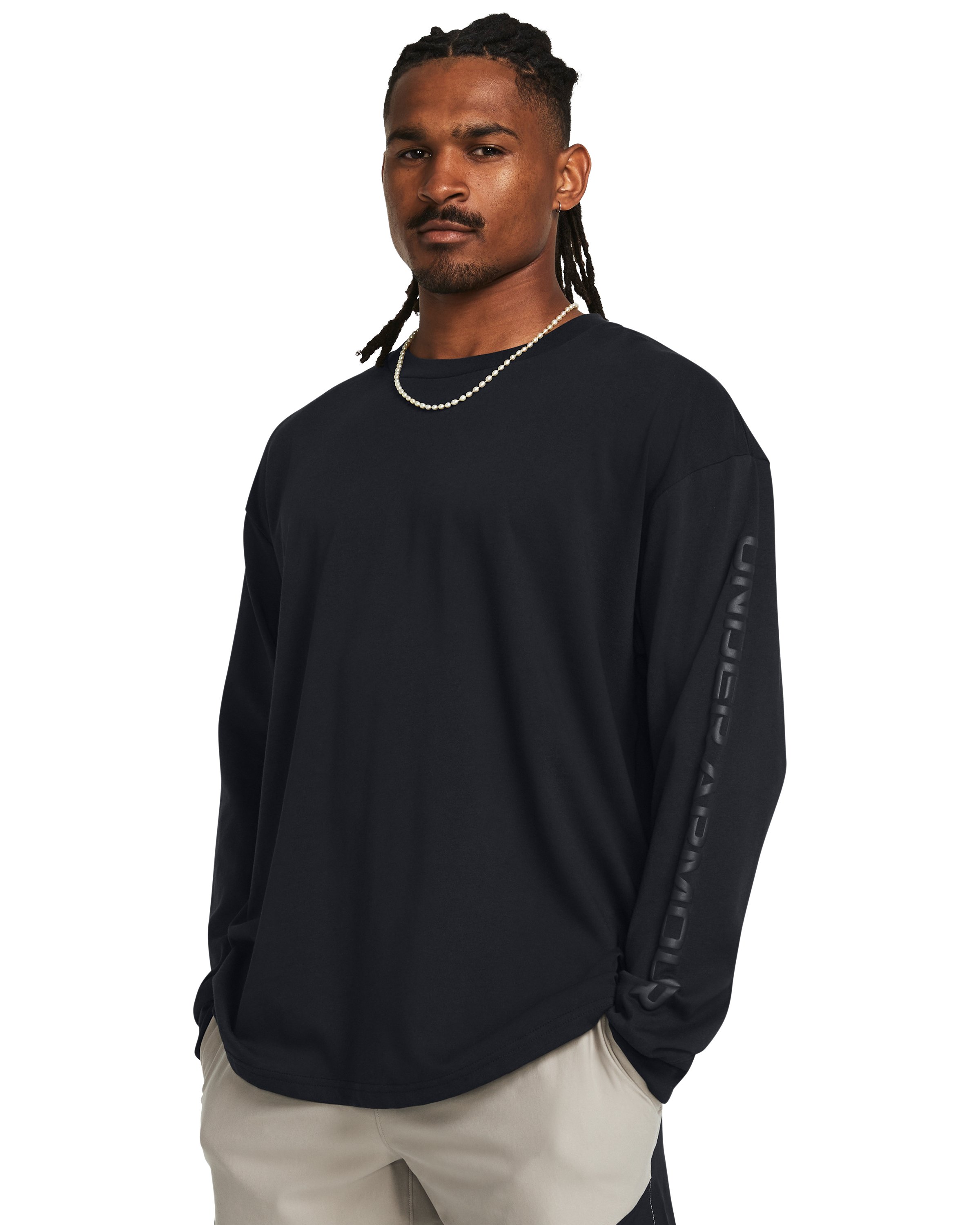 UA Heavyweight Tonal Wordmark Men's Long Sleeve, custom hoodie or sweatshirt with logo imprint 5