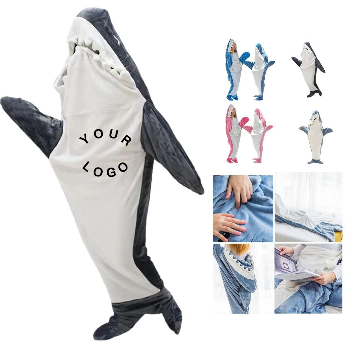 Shark Blanket Hoodie with Flannel Fabric, custom hoodie or sweatshirt with logo imprint 2