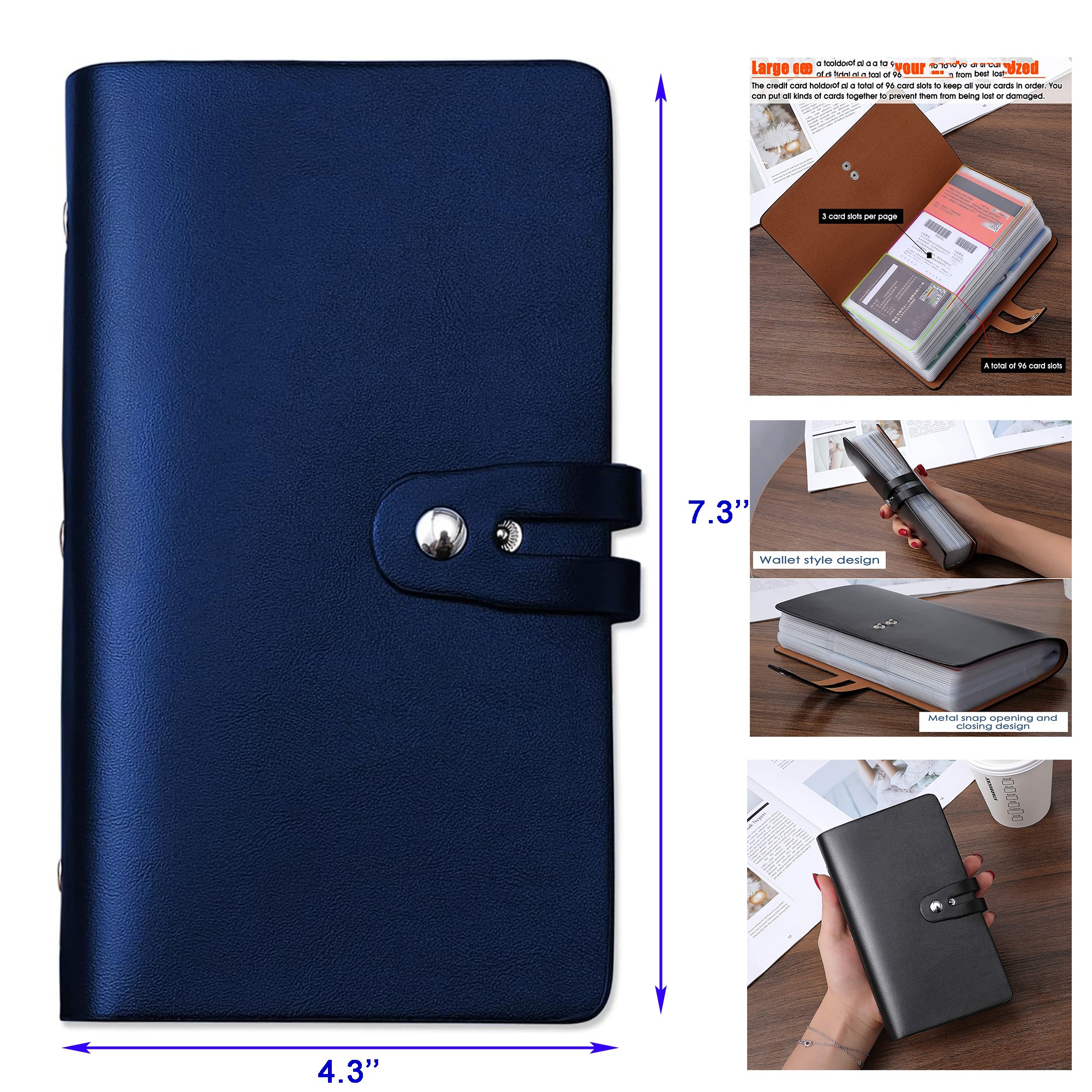 Leather Business Card Organizer with 96 Card Slot 2