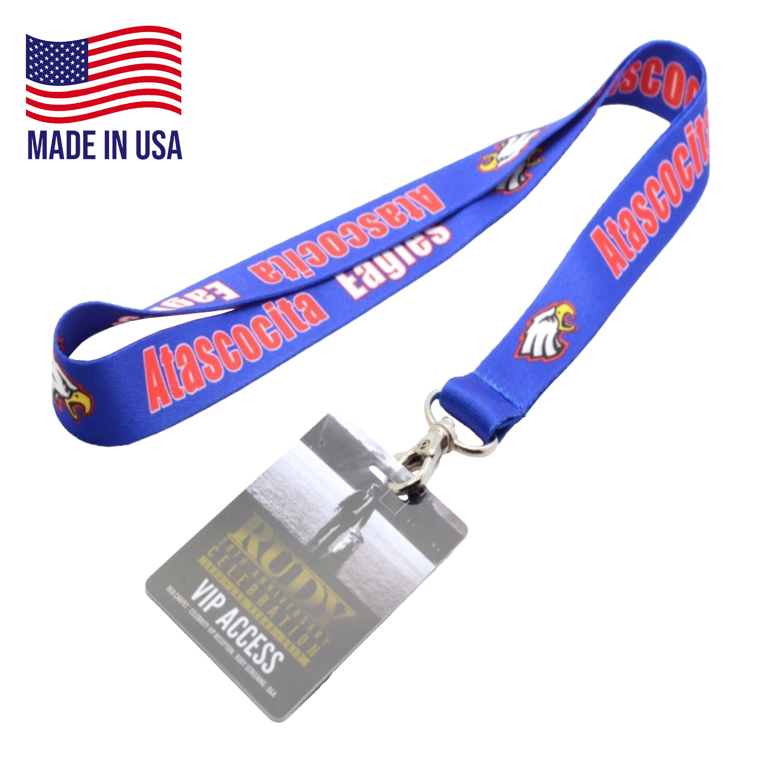 USA Made 5/8 inch Dye-Sublimation Lanyard with PVC ID Card 1