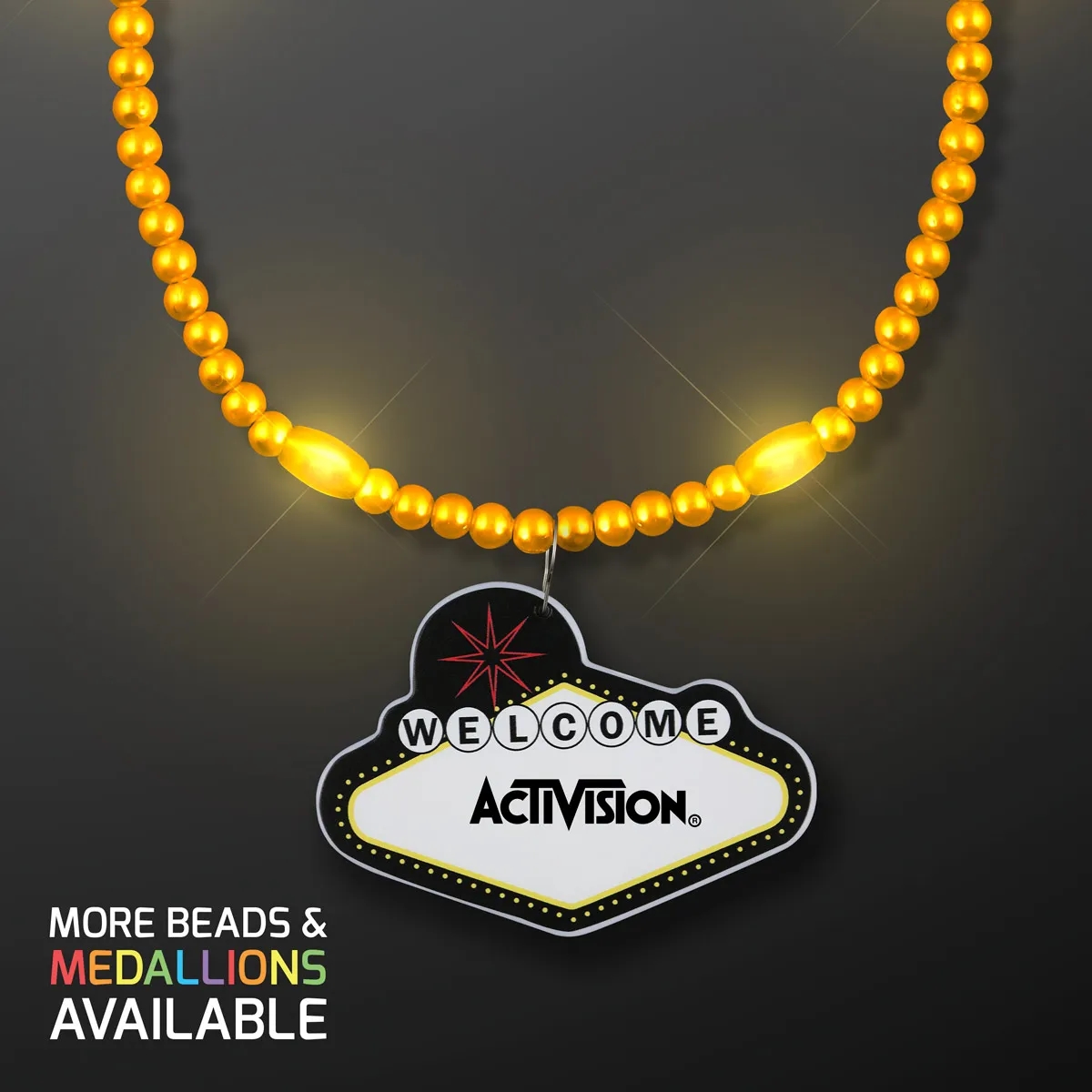 LED Bead Necklace with Las Vegas Medallion 8