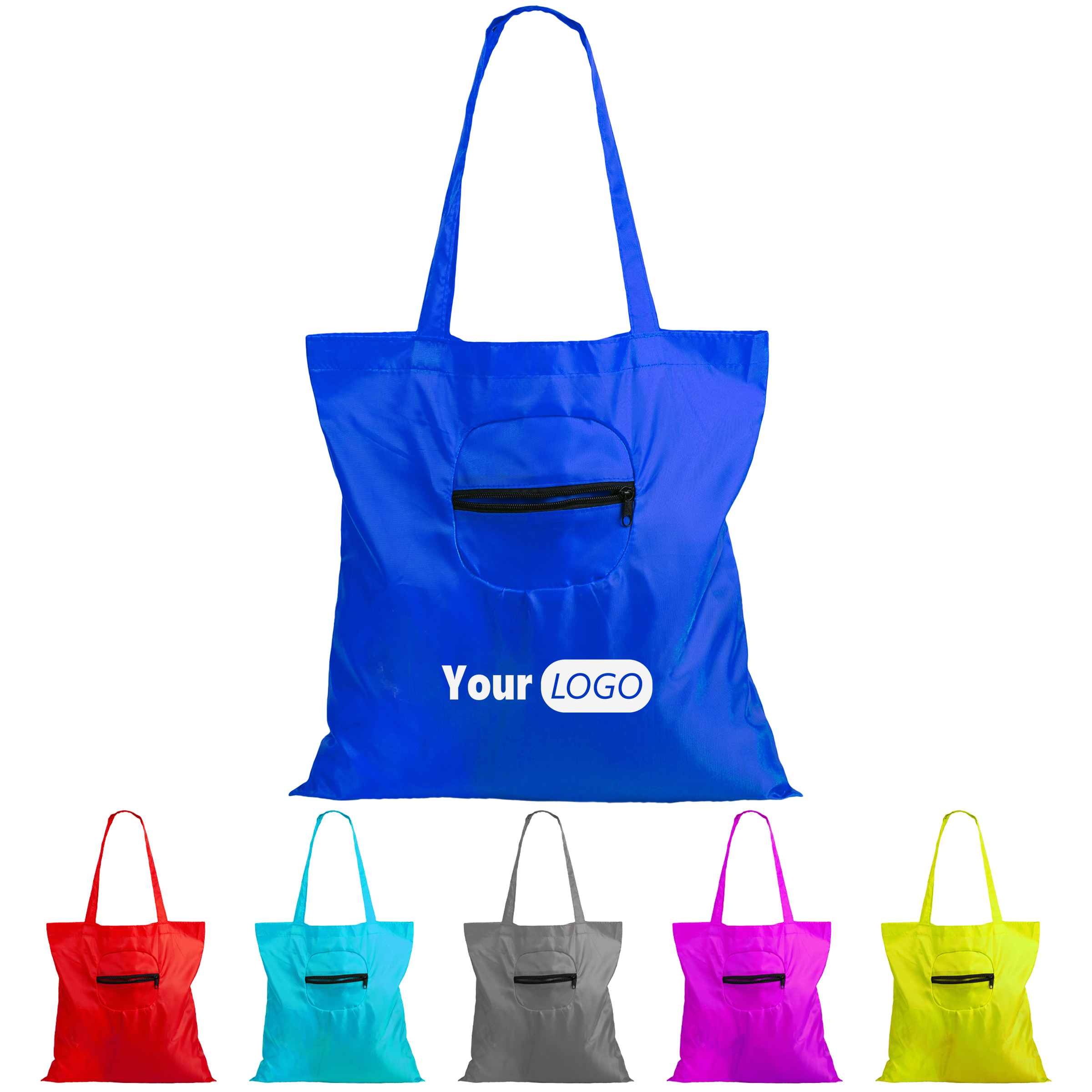 Polyester Customizable Reusable Foldable Shopping Bag, custom tote bag with logo imprint 2