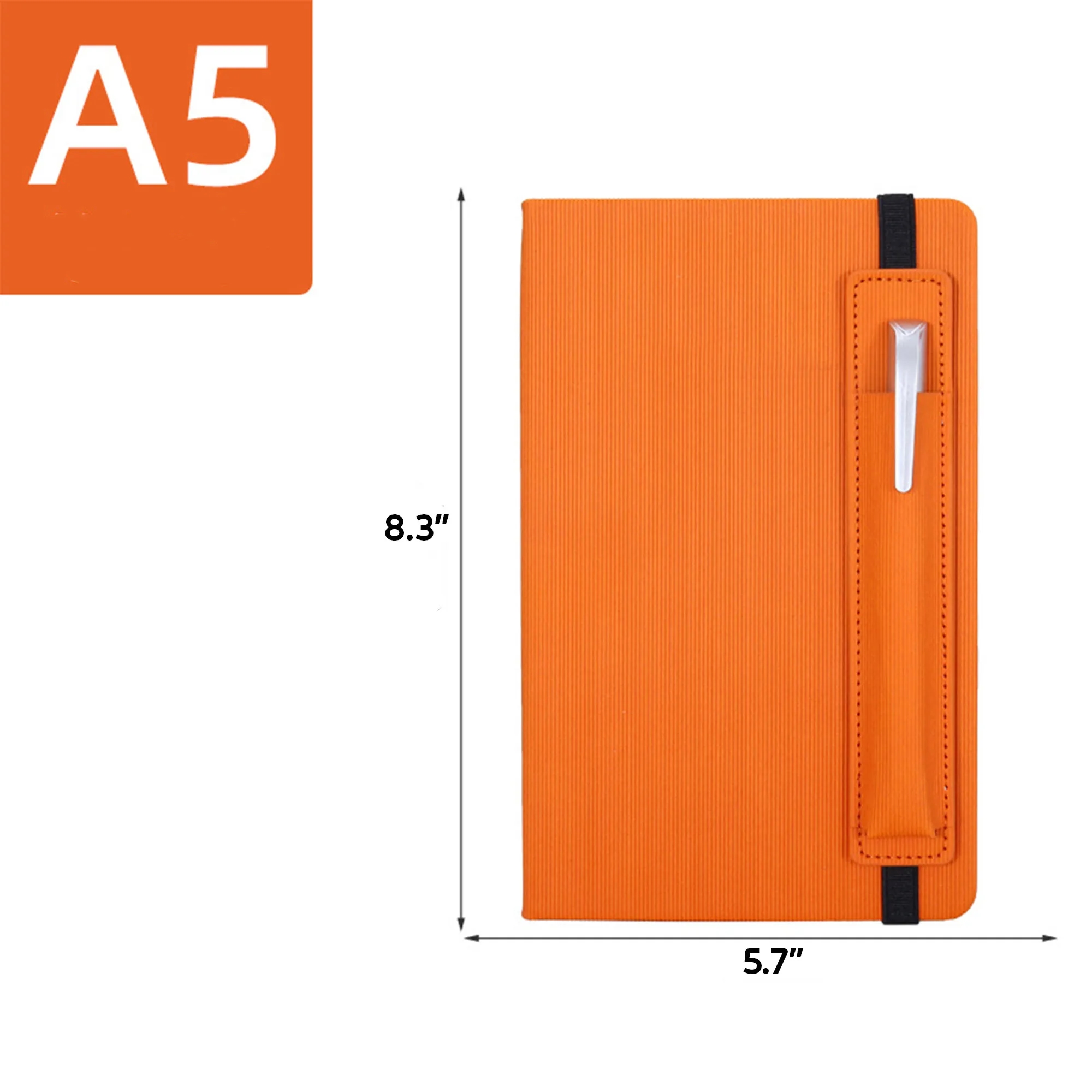 A5 Leather Notebook with Pen Slot and Elastic Band 5