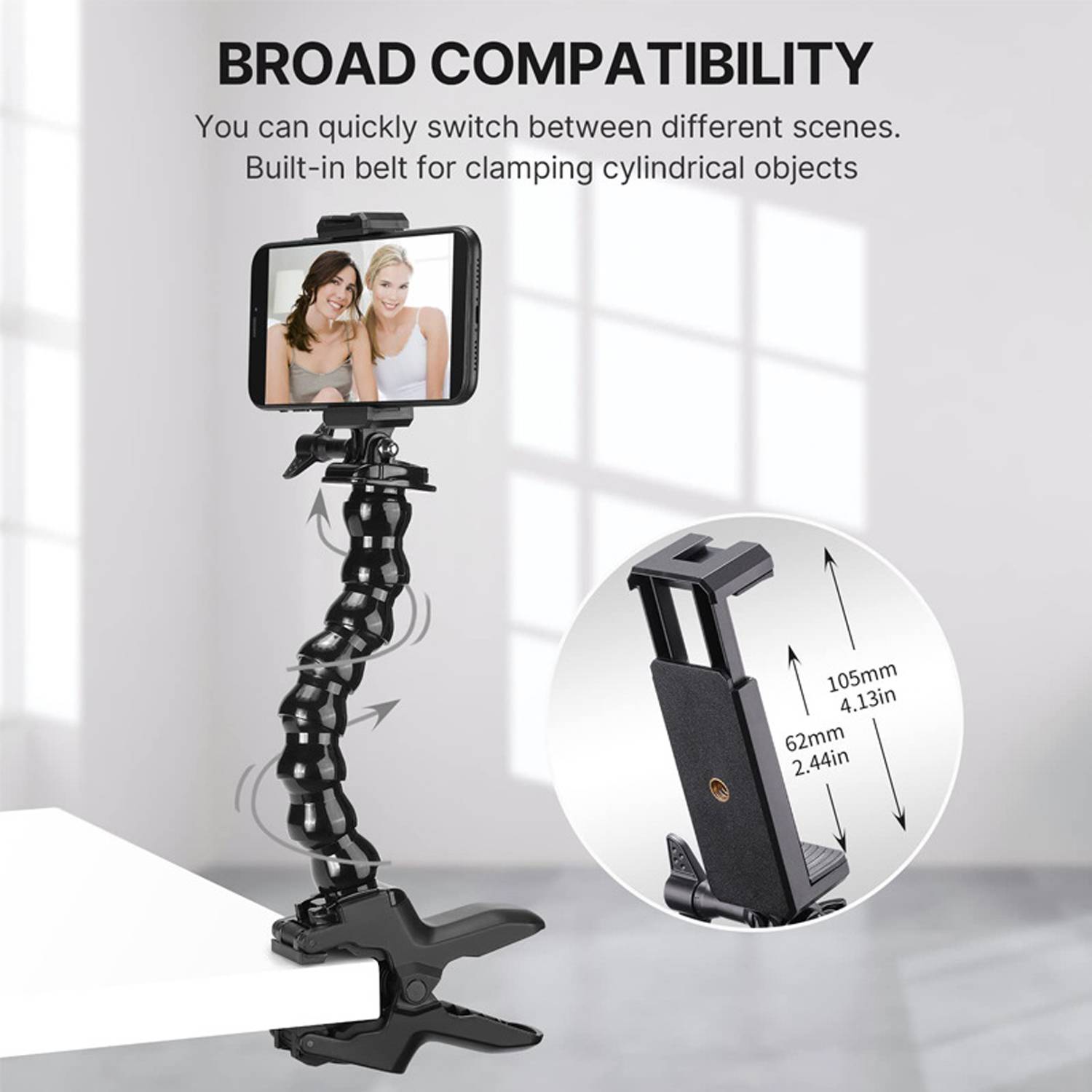 Gooseneck Phone Sports Camera Holder w/ Clip 5