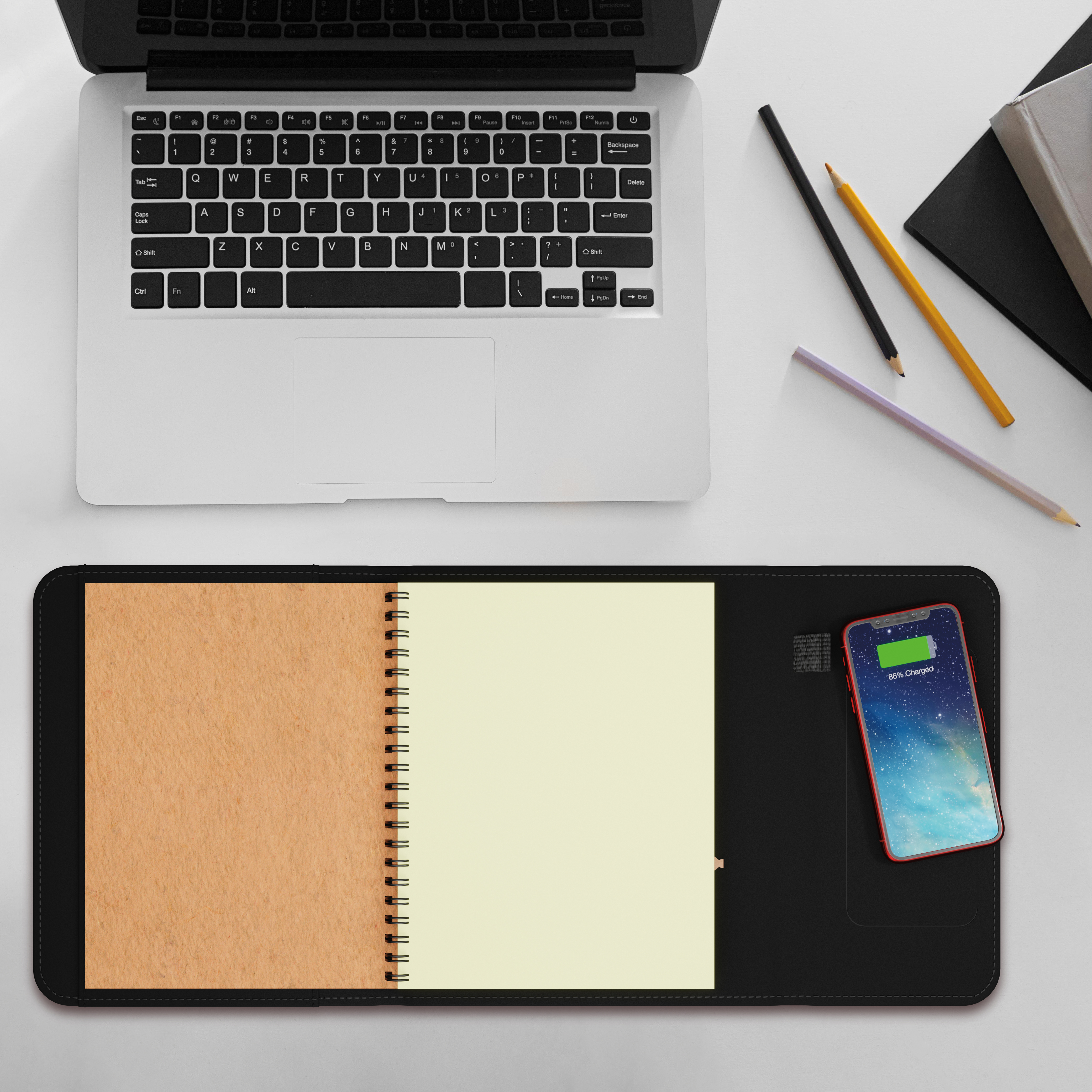 SCX Innovative Design™ Wireless Charging Notebook A5 with Power Bank 4000 mAh 4