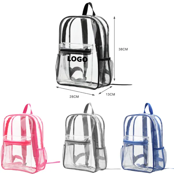 Clear PVC Security Backpack with Mesh Pockets 2
