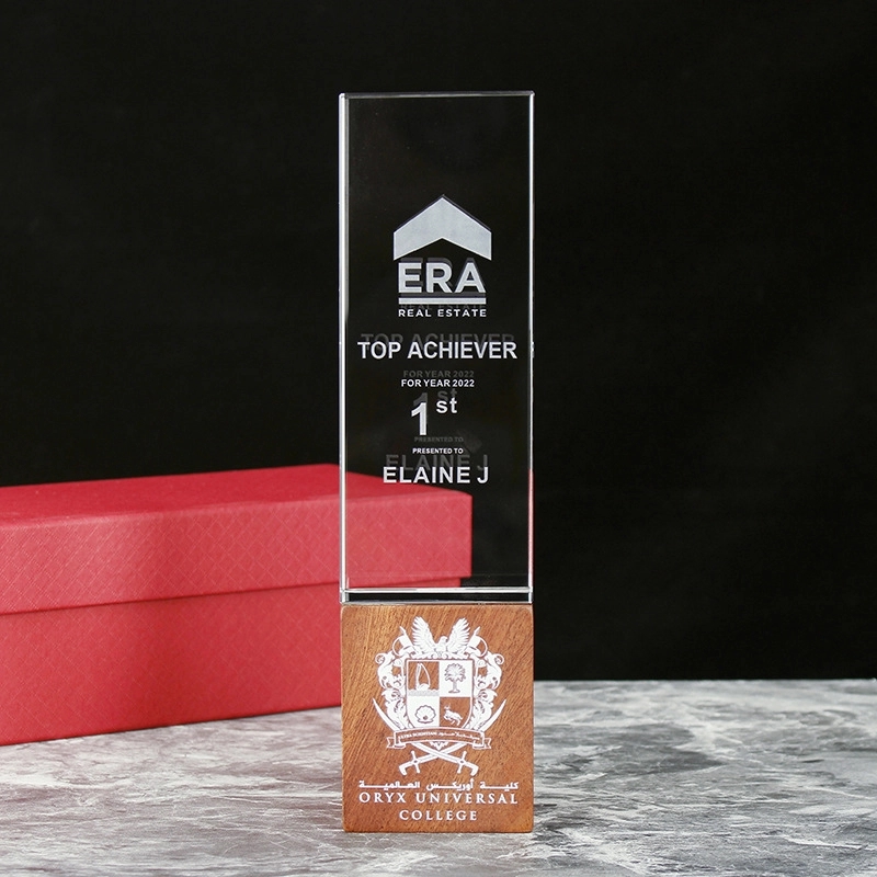 Crystal Trophy with Hardwood Base (Cuboid) 2