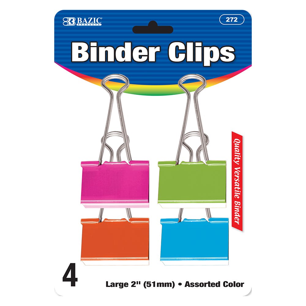 Binder Clips - 2" Assorted Colors 4 Pack 2