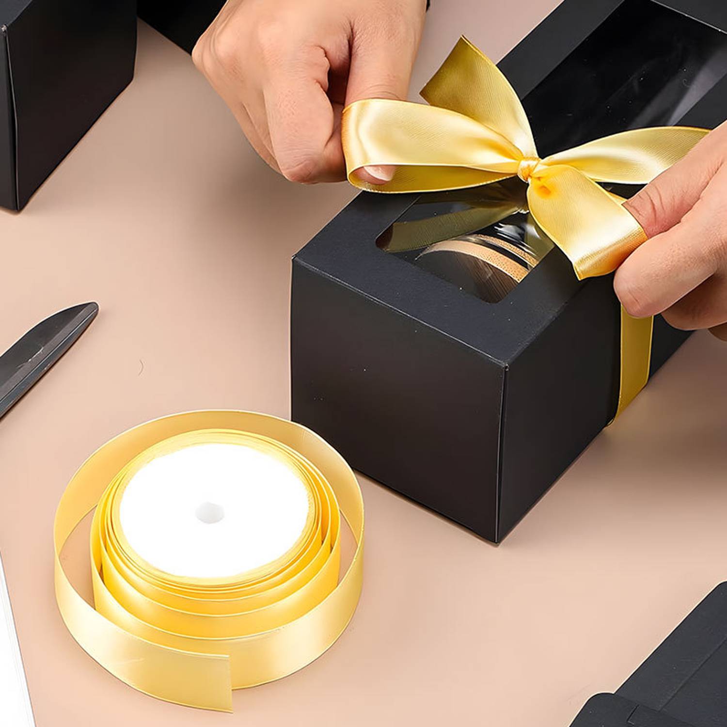 Recyclable Paper Gift Box w/ Ribbon & Clear Window 7