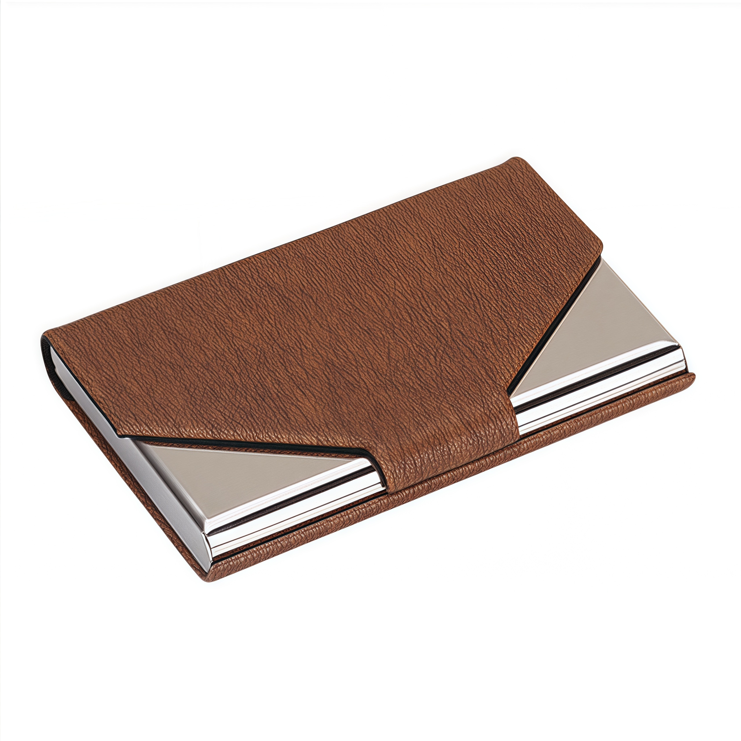 Metal Business Card Holder Office Gift Promotional Stainless Steel PU Card Case with Strong Magnet 8