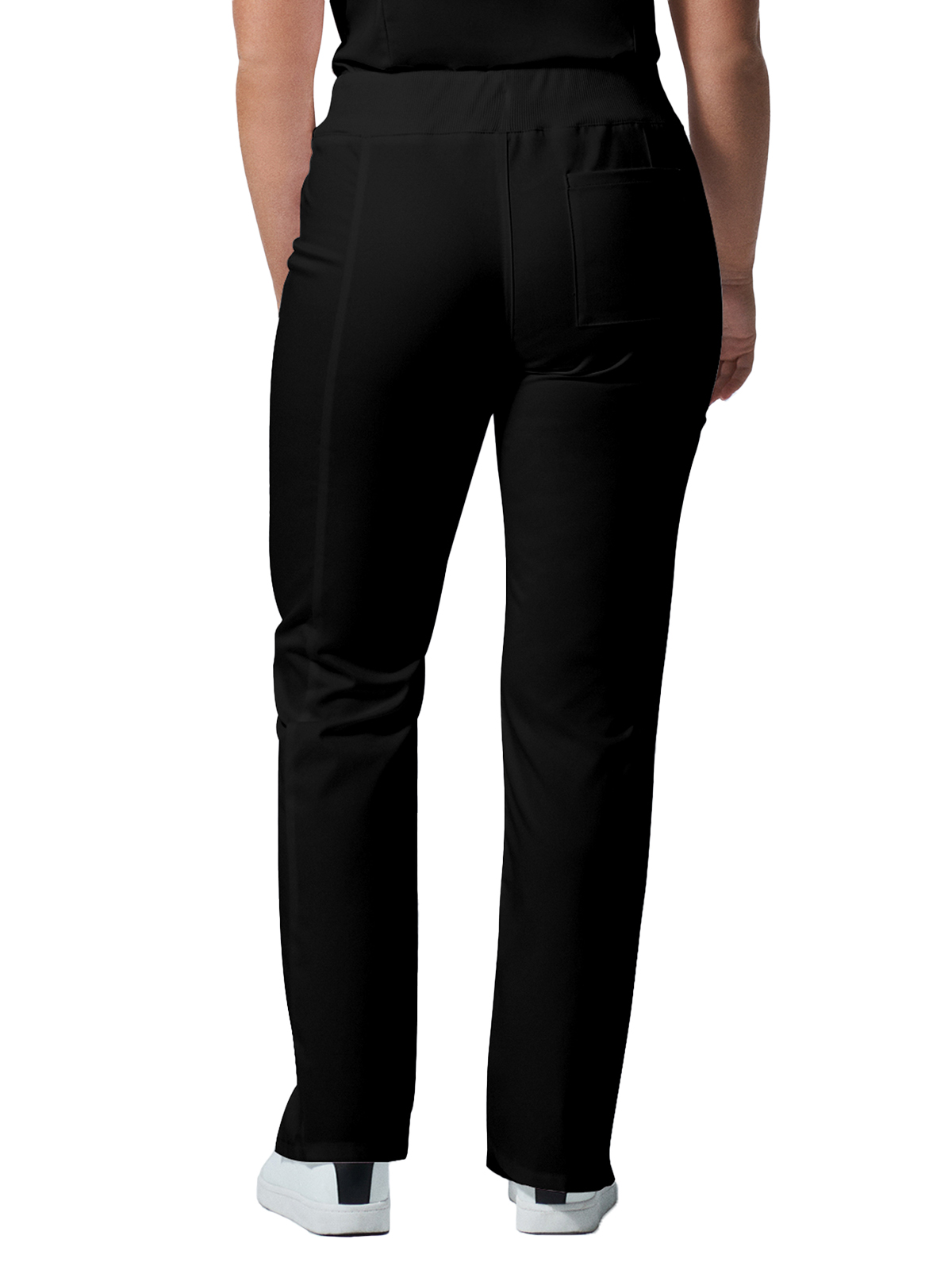 Landau - ProFlex - Women's Five-Pocket Mid-Rise Rib-Knit Elastic Waist Straight Leg Pant 8